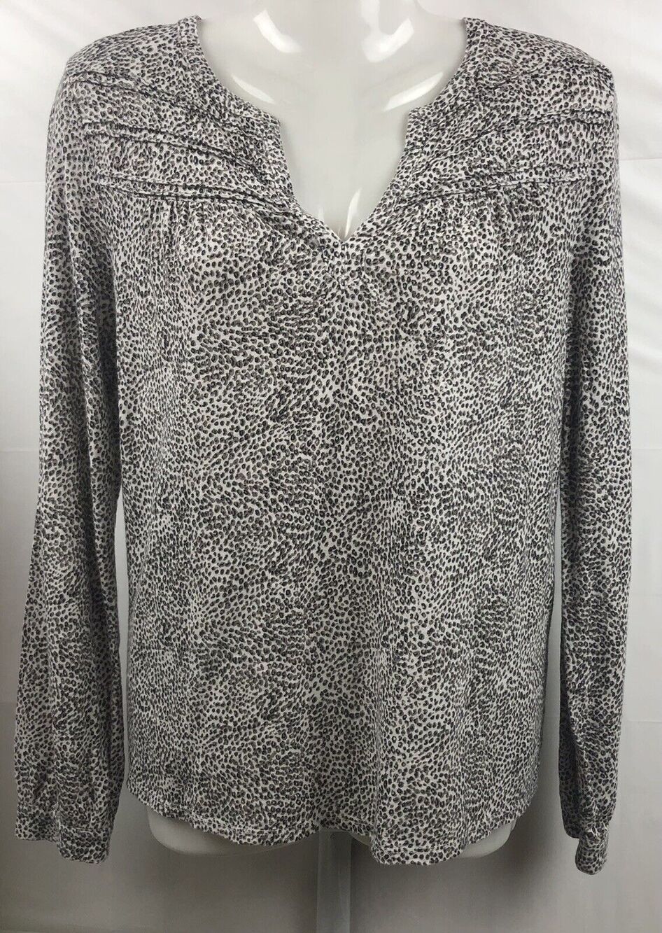 Lucky Brand Top Women S Animal Print 100% Cotton Stretch Pleated Boho Hippie Top